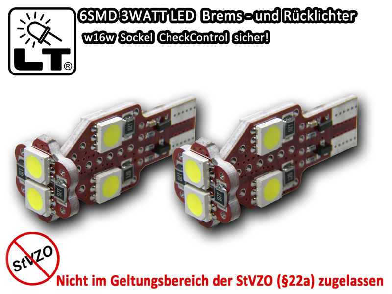 2 Stück 6 SMD 3Watt LED W16W Rück- bzw Bremsleuchten Rückfahrlicht BMW 3er E92