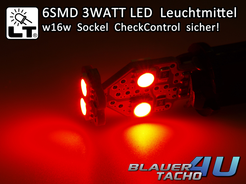 1 STÜCK 6 5050 SMD 3Watt LED Rück- bzw. Bremsleuchten Rückfahrlicht W16W Sockel - Bild 3 von 3