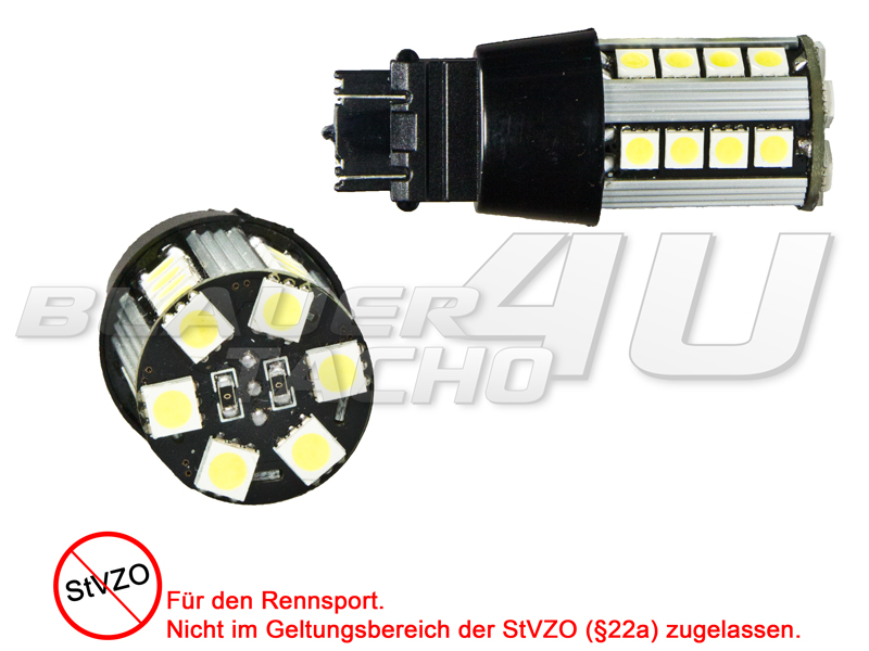 2x 26 SMD 3C. Can-bus LED brake light rear reverse light 3157 P27/7W white red