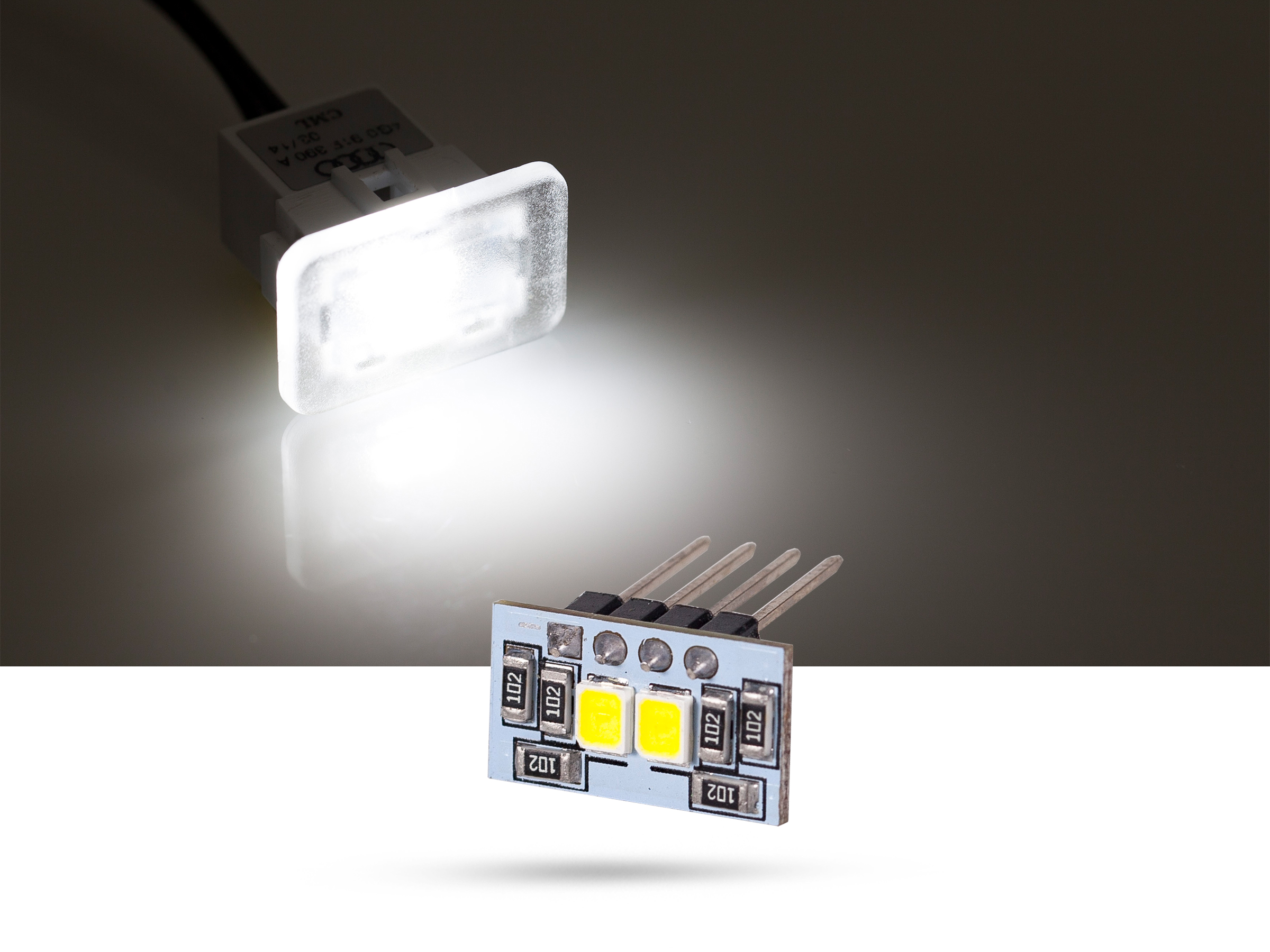 LETRONIX® 1x 2 SMD 2835 LED Platine Modul für Fußraumbeleuchtung für Audi & Seat - Picture 7 of 9