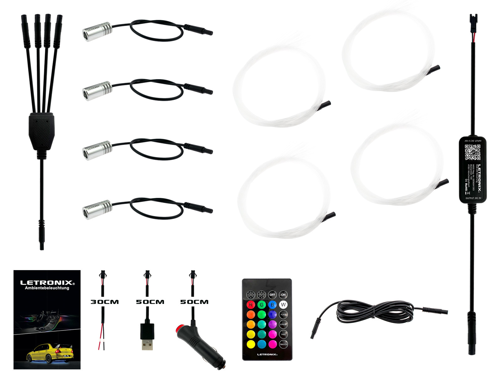 LETRONIX RGB LED Auto Sternenhimmel Sterne Lichtleiter Himmel mit App Steuerung - Picture 26 of 29