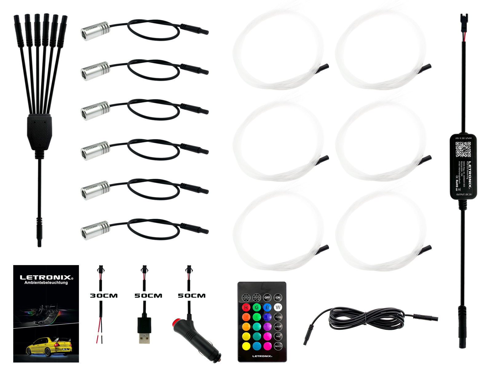 LETRONIX RGB LED Auto Sternenhimmel Sterne Lichtleiter Himmel mit App Steuerung - Picture 27 of 29
