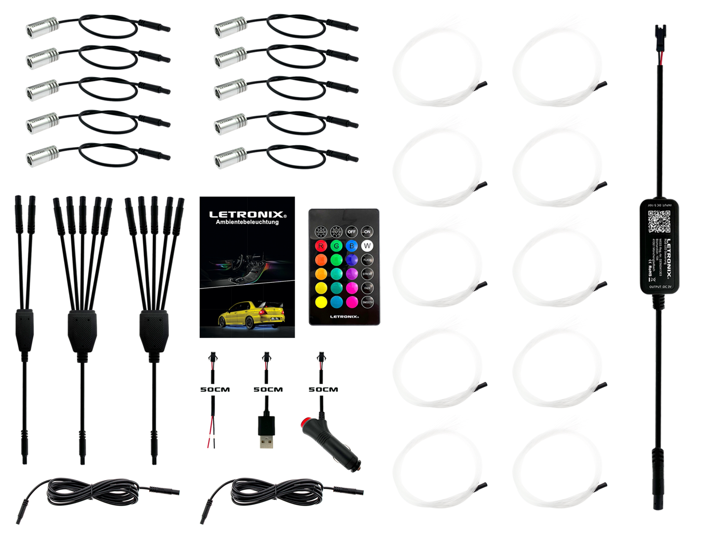 LETRONIX RGB LED Auto Sternenhimmel Sterne Lichtleiter Himmel mit App Steuerung - Picture 29 of 29